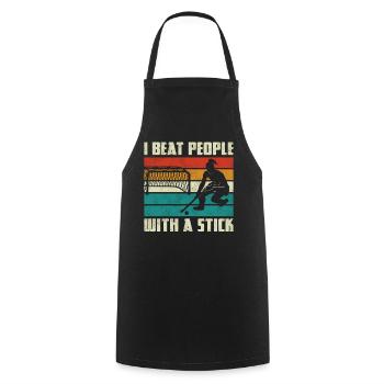 Field Hockey I Beat People With A - Cooking Apron - black - Front - AI Model Male 185 dark (185cm)