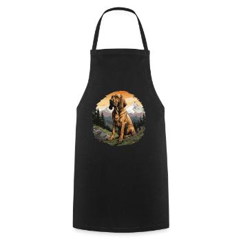 Hund Bloodhound - Kochschürze - Schwarz - Vorne - AI Model Male 185 dark (185cm)