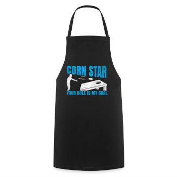 Corn Star - Your Hole Is My Goal Lustiges Cornhole - Cooking Apron - black - Front - AI Model Male 185 dark (185cm)
