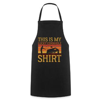 This Is My Lucky Cornhole - Cooking Apron - black - Front - AI Model Male 185 dark (185cm)