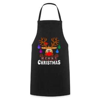 Christmas Merry Christmas Reindeer - Cooking Apron - black - Front - AI Model Male 185 dark (185cm)