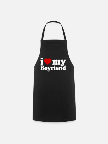 I love my boyfriend - Forklæde - sort