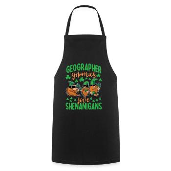 Lustiger Geograph St. Patrick's Day Kostüm - Kochschürze - Schwarz - Vorne - AI Model Male 185 dark (185cm)