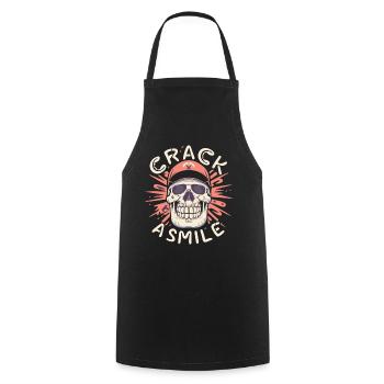 Skulls Crack A Smile Totenkopf Skull - Cooking Apron - black - Front - AI Model Male 185 dark (185cm)