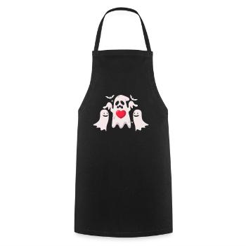 Halloween Ghost Heart Ghost Funny Halloween Ghosts - Kochschürze - Schwarz - Vorne - AI Model Male 185 dark (185cm)