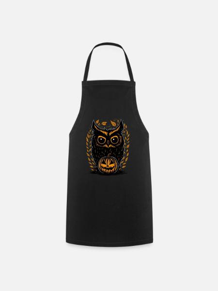 Halloween-Eule - Kochschürze - Schwarz
