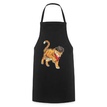 Chapeau de cowboy tigre - Tablier de cuisine - noir - Devant - AI Model Male 185 dark (185cm)