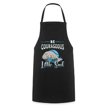 Dugong Be Courageous Little Soul Sea Creatures - Cooking Apron - black - Front - AI Model Male 185 dark (185cm)