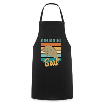 Dugong guimauve phoque rétro aime les animaux marins - Tablier de cuisine - noir - Devant - AI Model Male 185 dark (185cm)