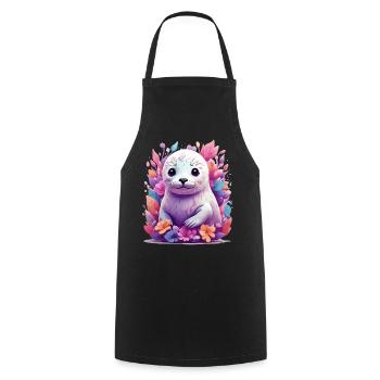 Cute Seal - Cooking Apron - black - Front - AI Model Male 185 dark (185cm)