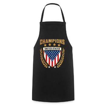 Title USA Champions Design Gear ameriacan sports - Cooking Apron - black - Front - AI Model Male 185 dark (185cm)