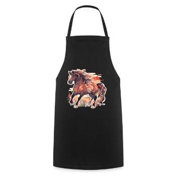 Cheval chevaux jument Folen équitation cavalier cadeau - Tablier de cuisine - noir - Devant - AI Model Male 185 dark (185cm)