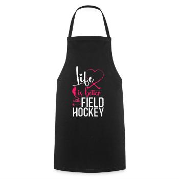 Field Hockey Heart Life Is Better - Cooking Apron - black - Front - AI Model Male 185 dark (185cm)