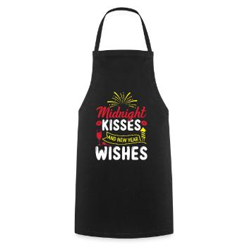 Bisous de minuit et vœux du Nouvel An - Tablier de cuisine - noir - Devant - AI Model Male 185 dark (185cm)