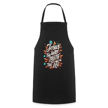 Jesus Way Truth Life Typography - Cooking Apron - black - Front - AI Model Male 185 dark (185cm)