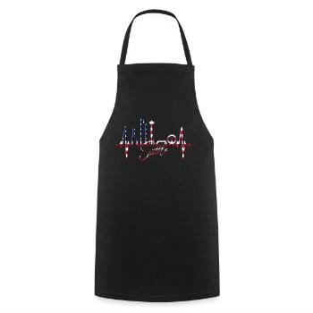 Seattle Skyline Heartbeat USA Fan Heart Pulse Love - Cooking Apron - black - Front - AI Model Male 185 dark (185cm)