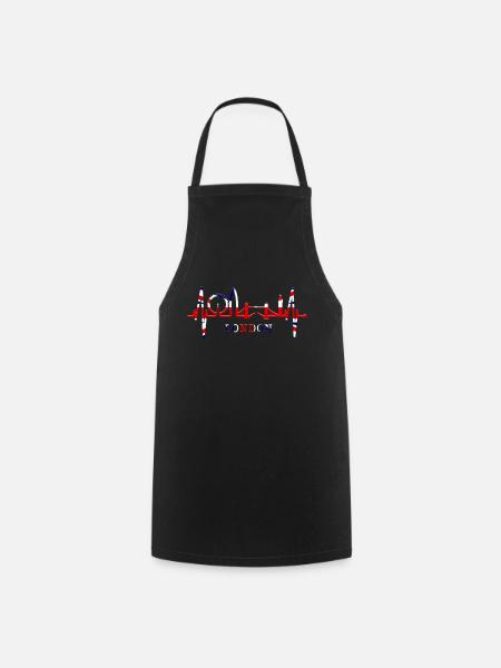 Londres Heartbeat Skyline Angleterre Fan UK Heart Love - Tablier de cuisine - noir