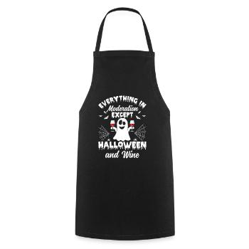 Everything In Moderation Except Halloween & Wine - Cooking Apron - black - Front - AI Model Male 185 dark (185cm)