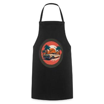 Retro Car and Sunset - Cooking Apron - black - Front - AI Model Male 185 dark (185cm)