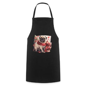 Pug Pug Dog Pug Christmas Pug Xmas - Cooking Apron - black - Front - AI Model Male 185 dark (185cm)