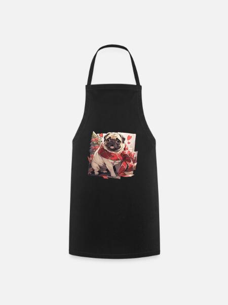 Mops Mops Hund Mops Weihnachten Pug Xmas - Kochschürze - Schwarz