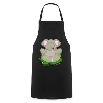 Elephant Yoga Fitness Meditation - Cooking Apron - black - Front - AI Model Male 185 dark (185cm)