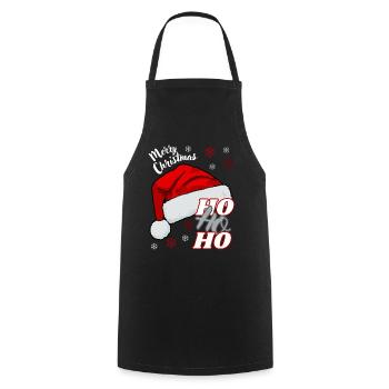 Merry Christmas HO HO HO HO - Cooking Apron - black - Front - AI Model Male 185 dark (185cm)