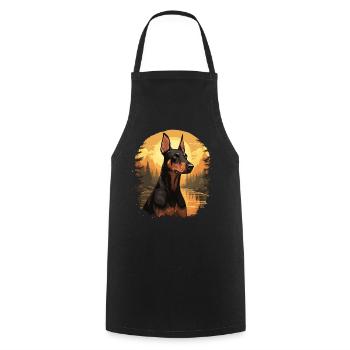 Dog Doberman - Cooking Apron - black - Front - AI Model Male 185 dark (185cm)