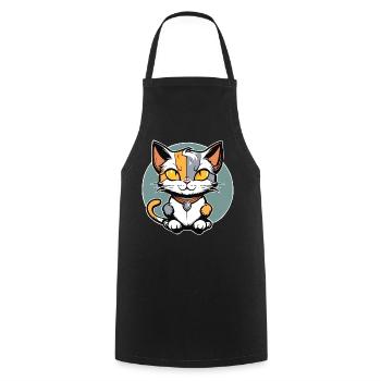 Chat porte-bonheur mignon - Tablier de cuisine - noir - Devant - AI Model Male 185 dark (185cm)