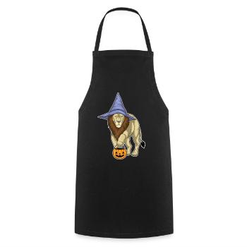 Lion Sorcière d’Halloween - Tablier de cuisine - noir - Devant - AI Model Male 185 dark (185cm)