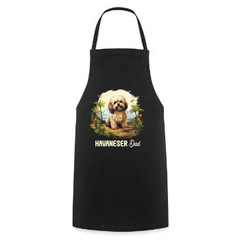 Chien Bichon Havanais - Tablier de cuisine - noir - Devant - AI Model Male 185 dark (185cm)