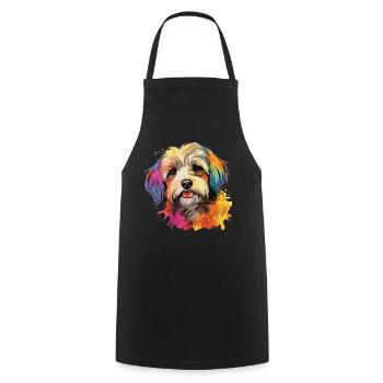Chien Bichon Havanais - Tablier de cuisine - noir - Devant - AI Model Male 185 dark (185cm)