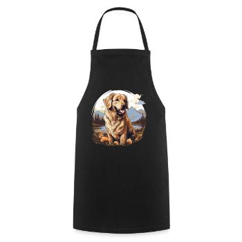 Dog Golden Retriever - Cooking Apron - black - Front - AI Model Male 185 dark (185cm)