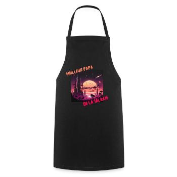 Meilleur Papa Galactique - Tablier de cuisine - noir - Devant - AI Model Male 185 dark (185cm)