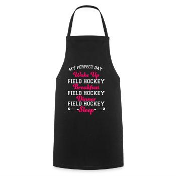 Hockey sur gazon Ma veillée funèbre parfaite - Tablier de cuisine - noir - Devant - AI Model Male 185 dark (185cm)