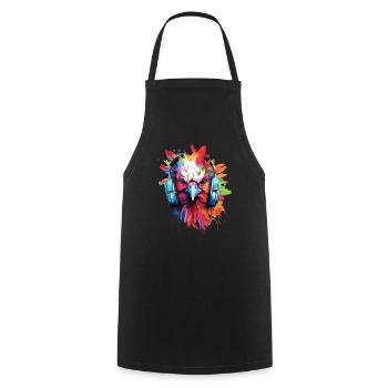 Poulet Coq Avec Casque Musique Poules Poulets - Tablier de cuisine - noir - Devant - AI Model Male 185 dark (185cm)