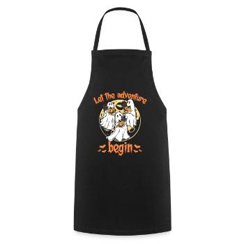 Let The Adventure Begin - Ghost Pumpkin Halloween - Cooking Apron - black - Front - AI Model Male 185 dark (185cm)