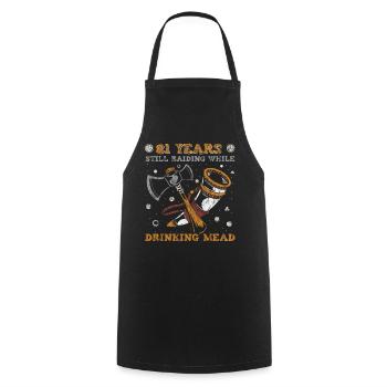 81 Years Still Raiding While Drinking Mead - 81. - Cooking Apron - black - Front - AI Model Male 185 dark (185cm)
