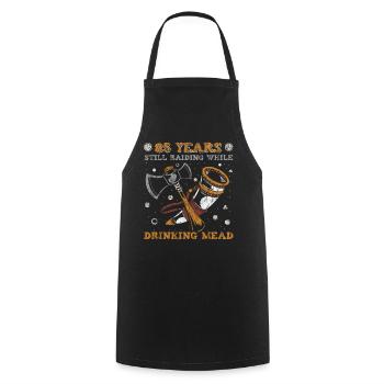 85 Years Still Raiding While Drinking Mead - 85. - Cooking Apron - black - Front - AI Model Male 185 dark (185cm)