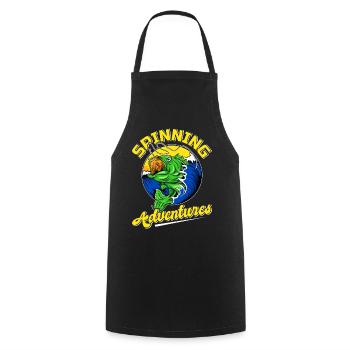 Fishing, Angler, Fisherman Fishing and Pike Fishing - Cooking Apron - black - Front - AI Model Male 185 dark (185cm)