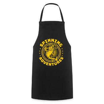 Fishing, Angler, Fisherman Fishing and Pike Fishing - Cooking Apron - black - Front - AI Model Male 185 dark (185cm)