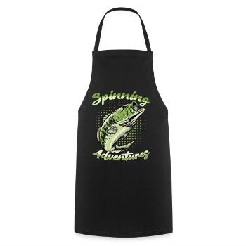 Fishing, Angler, Fisherman Fishing and Pike Fishing - Cooking Apron - black - Front - AI Model Male 185 dark (185cm)