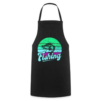 Fishing, Angler, Fisherman Fishing and Pike Fishing - Cooking Apron - black - Front - AI Model Male 185 dark (185cm)