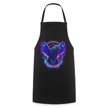 Flying Eagle Synthwave - Cooking Apron - black - Front - AI Model Male 185 dark (185cm)