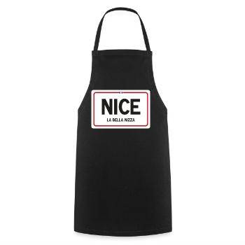 Nice place name sign - Cooking Apron - black - Front - AI Model Male 185 dark (185cm)