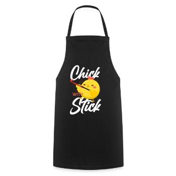 Poussin de poulet de hockey sur gazon avec - Tablier de cuisine - noir - Devant - AI Model Male 185 dark (185cm)