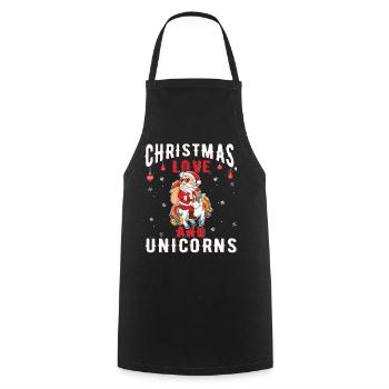 Einhorn Pferde Reitern Weihnachen Liebe Reiten - Kochschürze - Schwarz - Vorne - AI Model Male 185 dark (185cm)