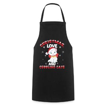 Cat, Cuddle, Animal Love, Christmas, Love Cats, - Cooking Apron - black - Front - AI Model Male 185 dark (185cm)