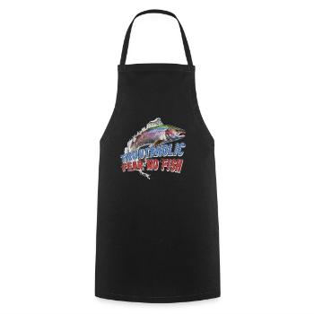 Pêche, Truite, Saumon, Pêcheur, Pêcheur, Perche - Tablier de cuisine - noir - Devant - AI Model Male 185 dark (185cm)