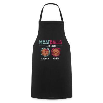 Meatballs For Life Italian Foodies Meatball Pasta - Cooking Apron - black - Front - AI Model Male 185 dark (185cm)